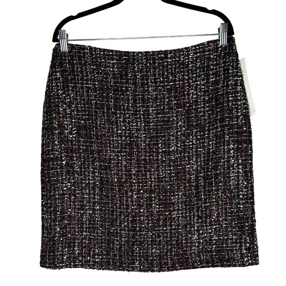 Calvin Klein Tweed Wool Blend Black Fall Winter Lined Mini Skirt Size 10 New - Picture 1 of 8